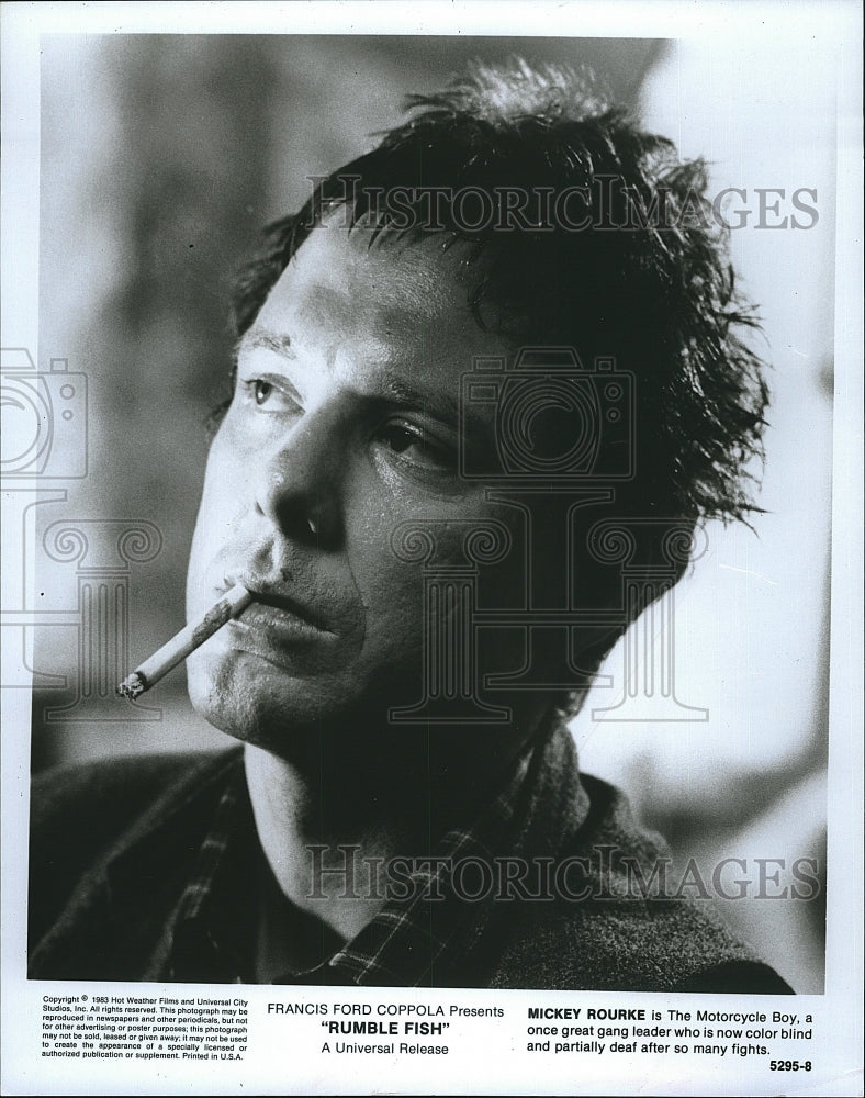 1983 Press Photo Mickey Rourke in "Rumble Fish" - Historic Images