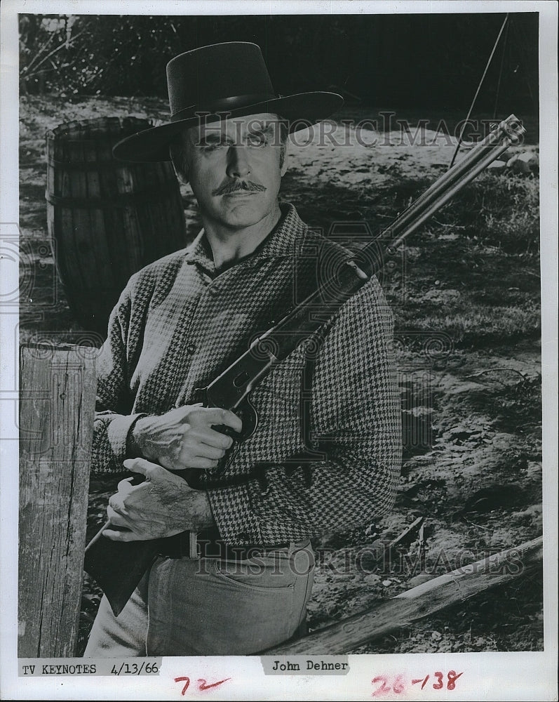 1966 Press Photo Actor John Dehner in a western movie scene - Historic Images