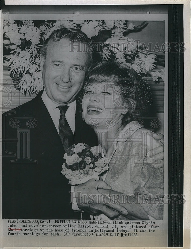 1964 Actress Glynis Johns Weds Screen Writer Elliott Arnold - Historic Images