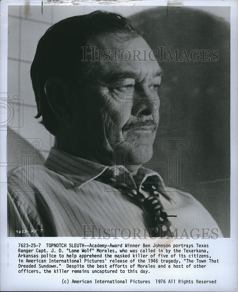 1976 Press Photo Ben Johnson Stars In "The Town That Dreaded Sundown" - Historic Images