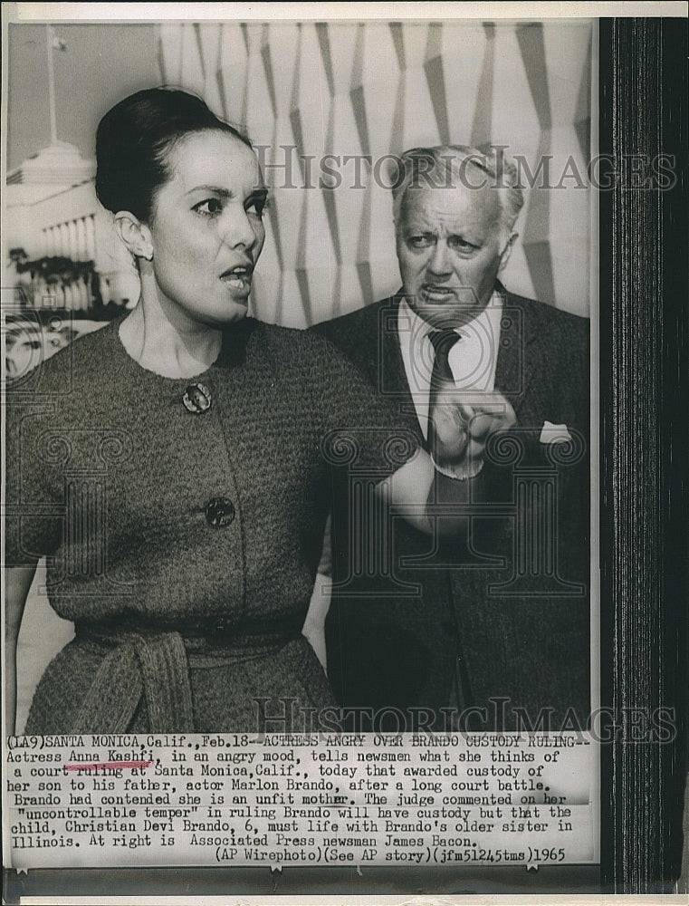 1965 Press Photo Actress Anna Kashfi at hearing that gave son's custody to dad - Historic Images