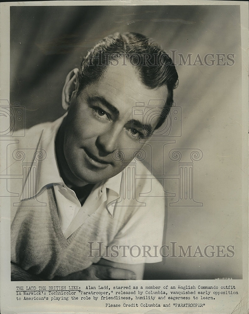 1953 Press Photo &quot;Paratrooper&quot; starring Alan Ladd, - Historic Images