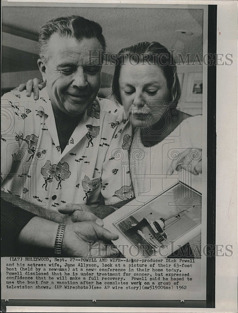 1962 Press Photo Dick Powell Actor Producer June Allyson Actress Hollywood - Historic Images