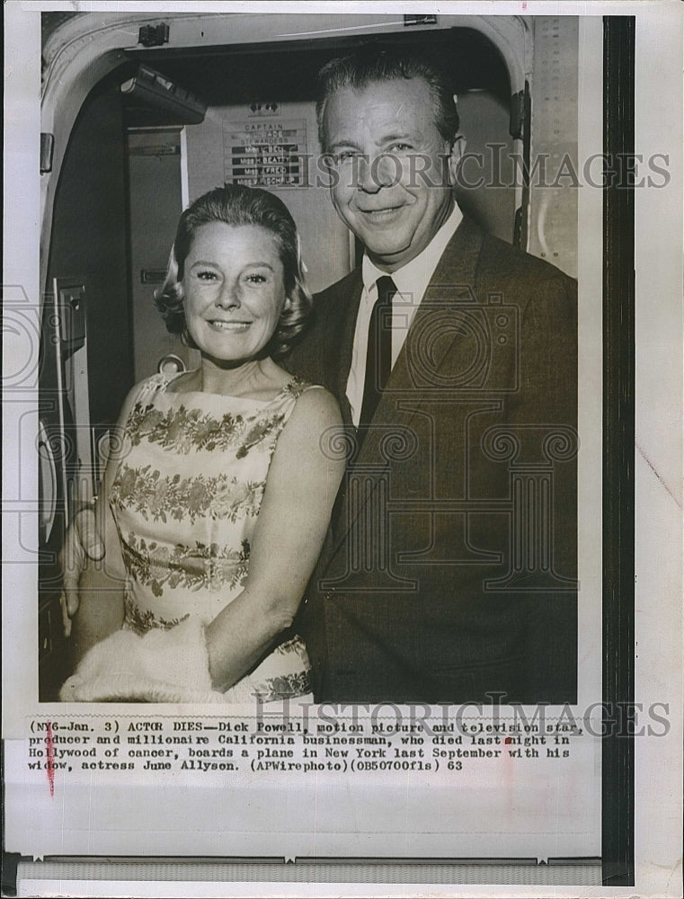 1963 Press Photo Dick Powell American Actor Producer Dies Of Cancer Hollywood - Historic Images