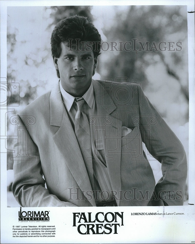 1987 Press Photo Lorenzo Lamas American Actor Falcon Crest Drama TV Show - Historic Images