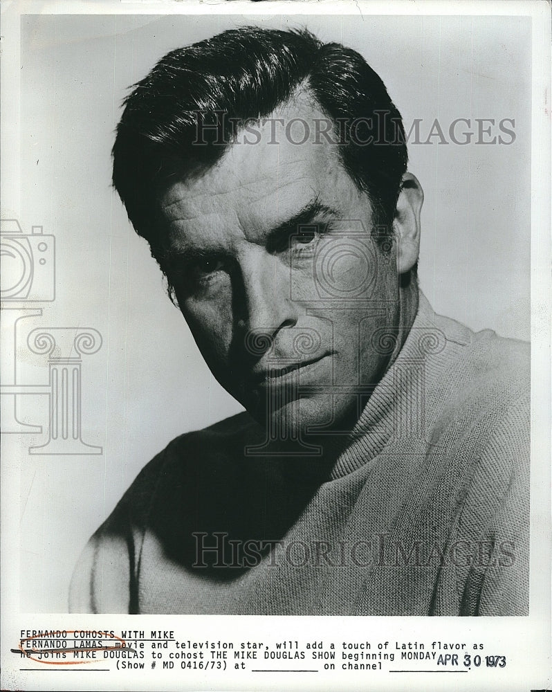 1973 Press Photo Fernando Lamas Actor Co-Host Mike Douglas Show Television TV - Historic Images