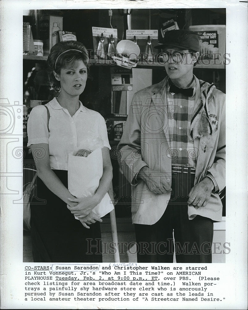 1982 Press Photo Susan Sarandon and Christopher walken in &quot;Who am i this time&quot; - Historic Images