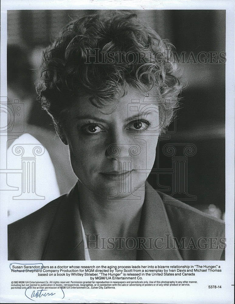 1983 Press Photo Susan Sarandon Stars In "The Hunger" - Historic Images