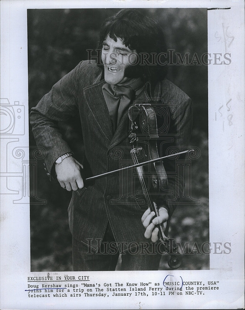 1974 Press Photo Doug Kershaw performs in &quot;Music Country, USA&quot; - Historic Images