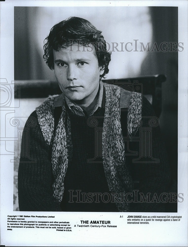 1981 Press Photo John Savage stars in &quot;The Amateur&quot; - Historic Images