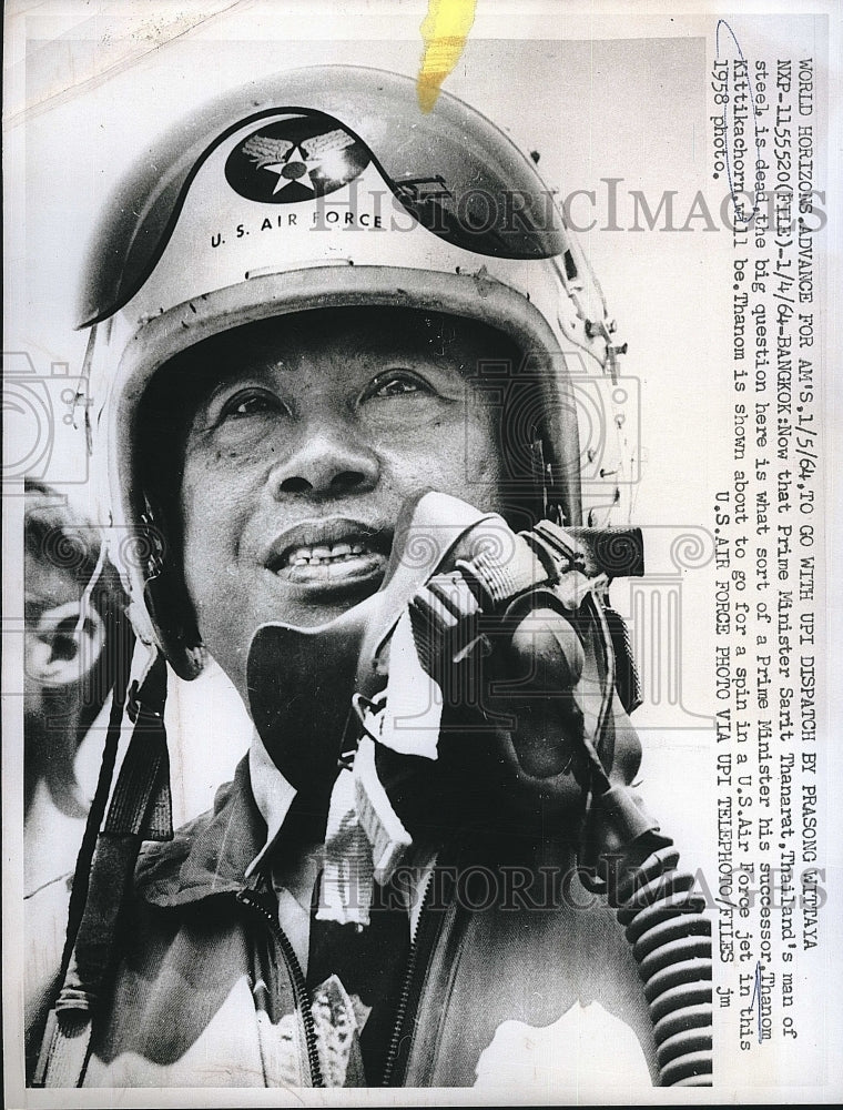 1964 Press Photo Thailand Prime Minister successor Thanom Kittikachorn - Historic Images