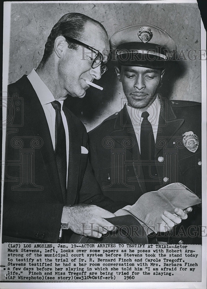 1960 Press Photo Actor Mark Stevens and Robert Armstrong - Historic Images