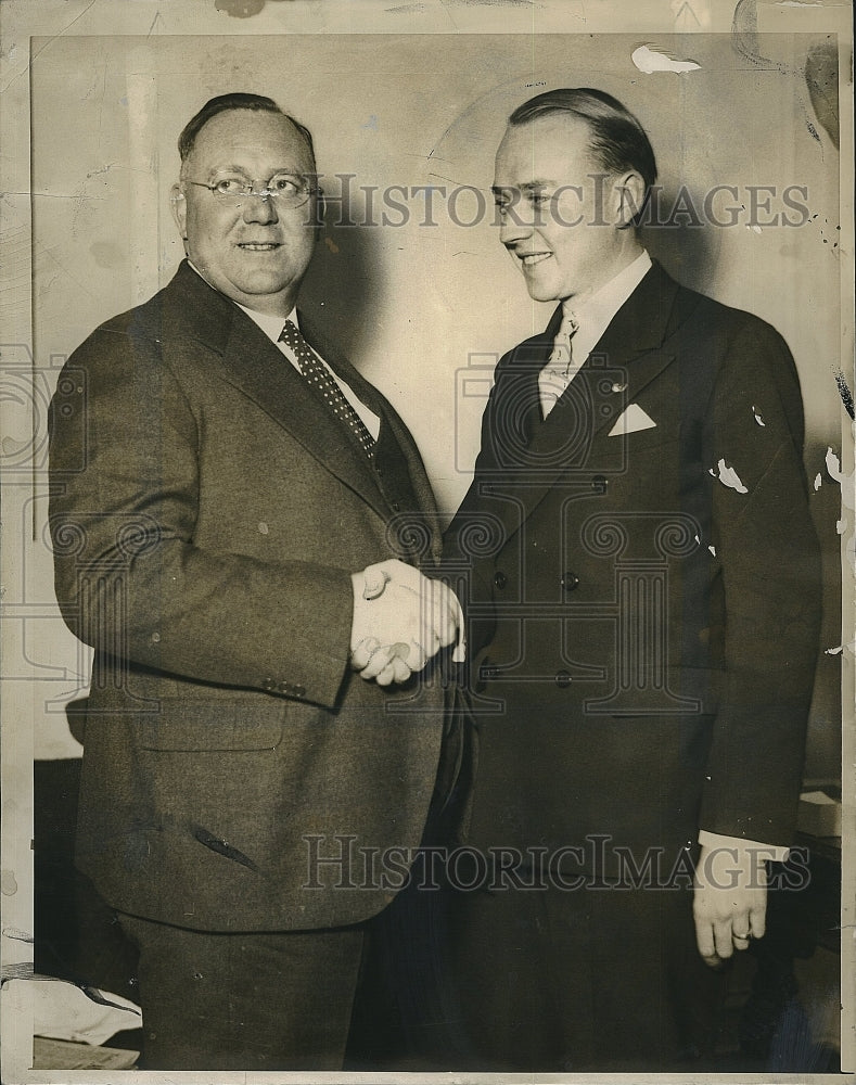 1935 Press Photo Mr Leslie Knot &amp; Mr Irwin Wessman - Historic Images