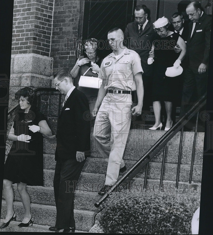 1967 Press Photo Mrs Charles MacDonald Leaves Church After Husband's Shooting - Historic Images