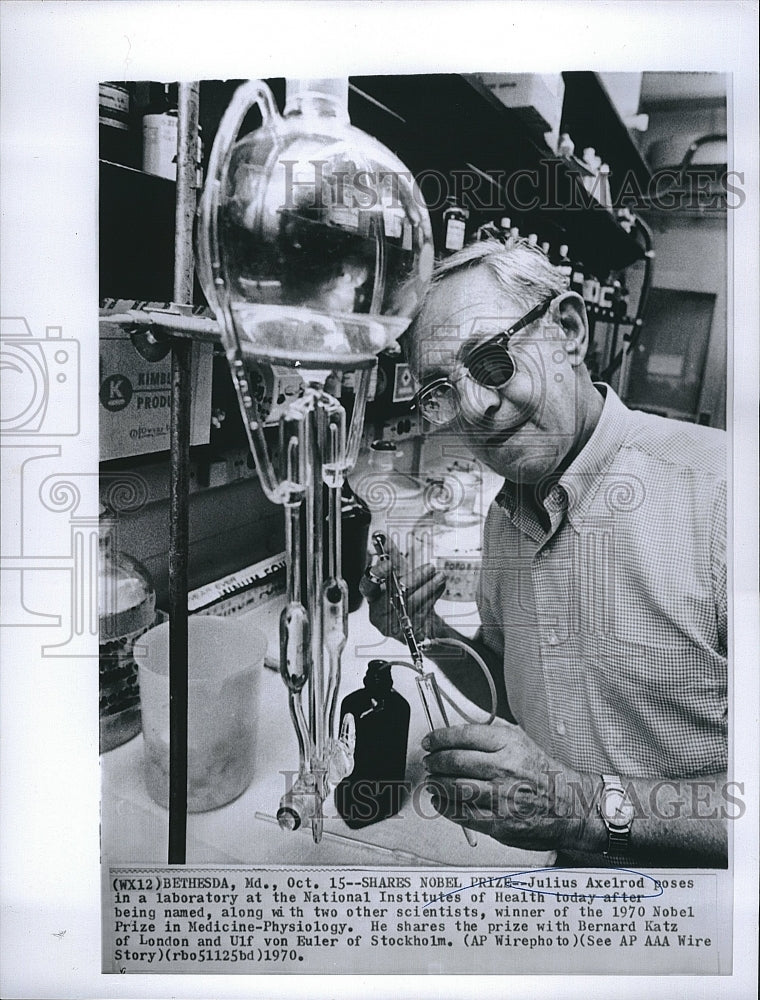 1970 Press Photo Julius Axelrod, wins Nobel Prize in Medicine - Historic Images