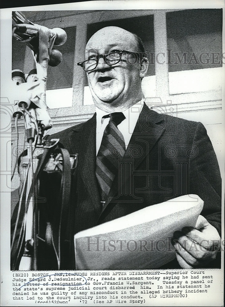 1972 Press Photo Superior Court Judge Edward J. DeSaulnier - Historic Images