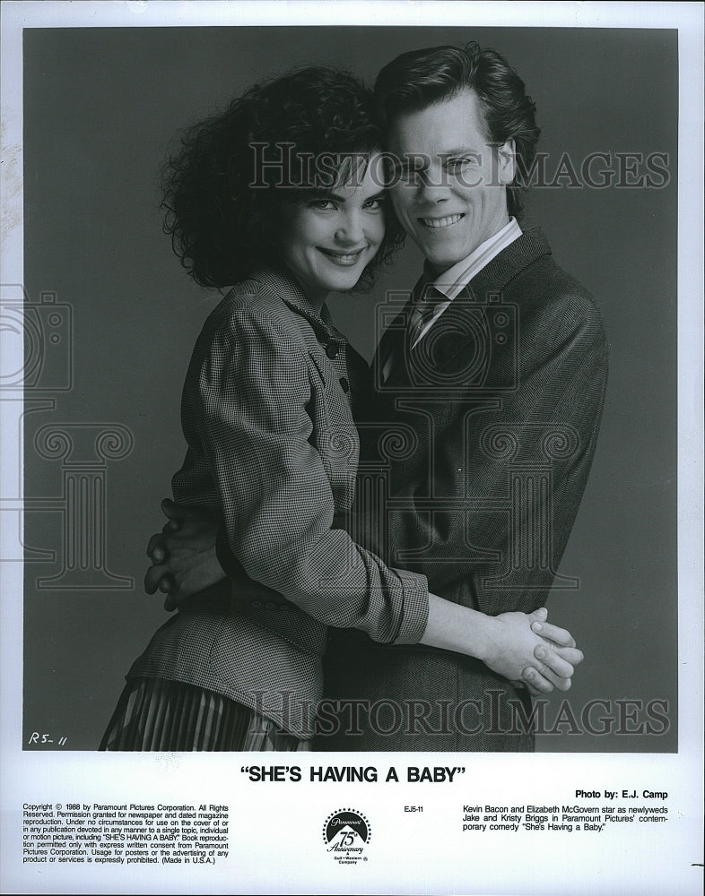 1988 Press Photo She's Having A Baby Kevin Bacon Elizabeth McGovern - Historic Images