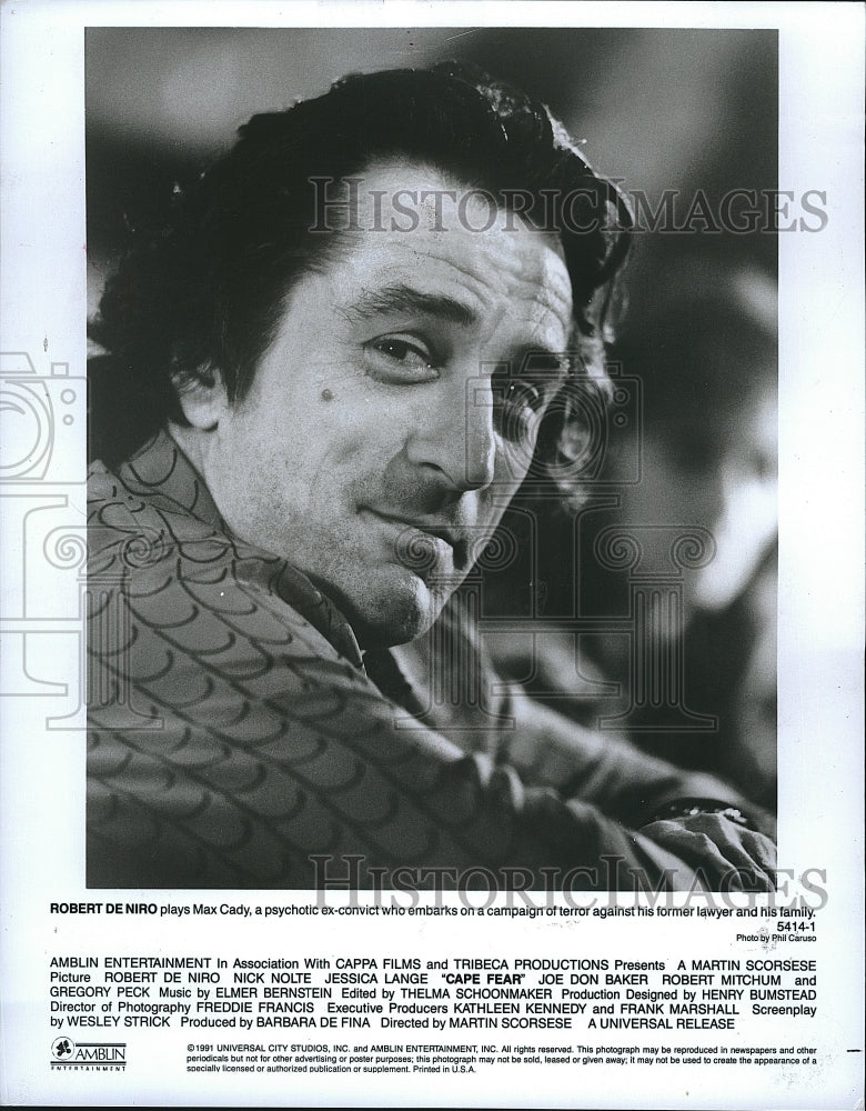 1991 Press Photo Actor, Director, Producer Robert De Niro In Cape Fear - Historic Images