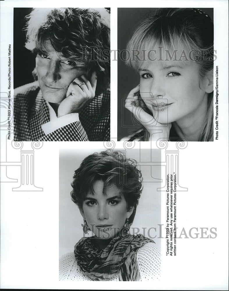 1993 Press Photo Singer Rod Stewart, Actress Rebecca De Mornay, Melissa Gilbert - Historic Images