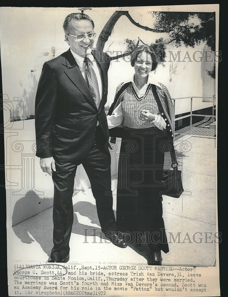 1972 Press Photo George C. Scott, Bride Trish Van Devere - Historic Images