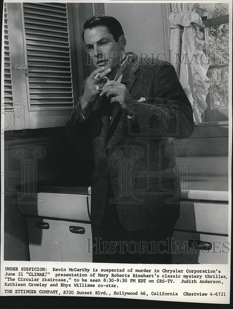 1956 Press Photo Kevin McCarthy Climax The Circular Staircase - Historic Images