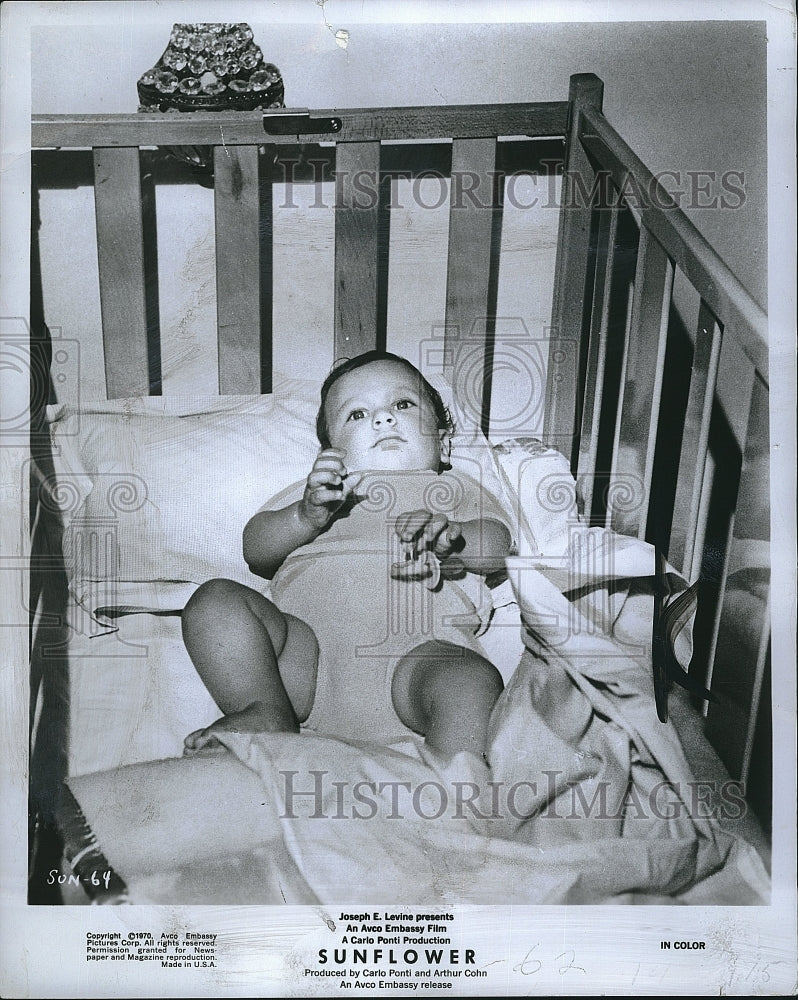 1970 Press Photo Newborn Carlo Ponti Jr. stars in &quot;Sunflower&quot;. - Historic Images
