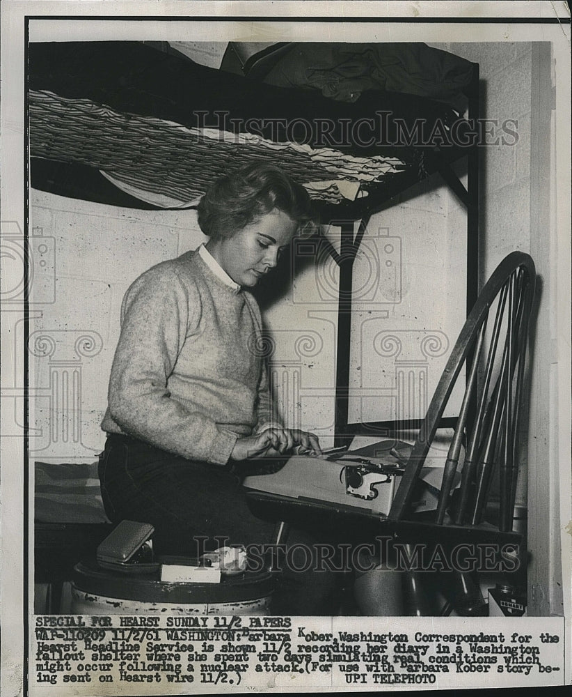 1961 Press Photo Barbara Kober, Washington Correspondent, Hearst Headline - Historic Images