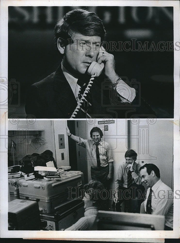 1982 Press Photo ABC TV News Anchor, Host Ted Koppel, Bob Green, Bill Lord - Historic Images