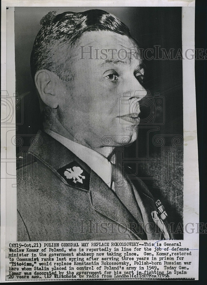 1956 Press Photo General Waclaw Komar of Poland - Historic Images