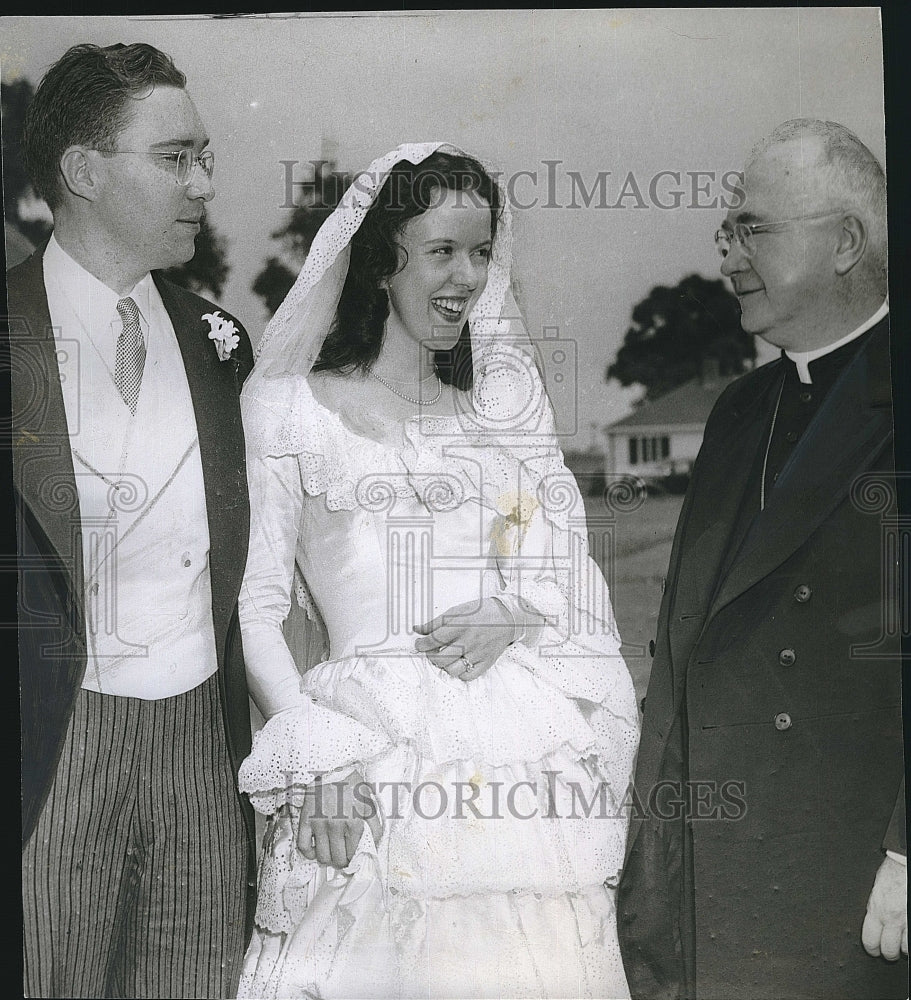 1958 Press Photo Francis Cardinal Spellman &amp; nephew John Spellman &amp; his bride - Historic Images