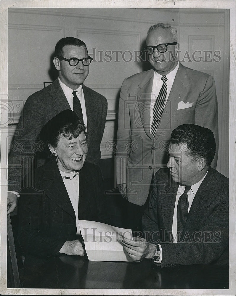 1957 Press Photo JP Mansfield,A Sansome,FF Cain Jr &amp; G Kalasian, auto dealers - Historic Images