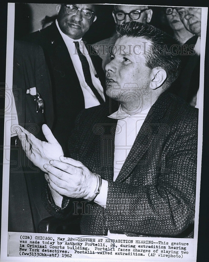 1962 Press Photo Murderer Anthony Portelli in Criminal Court - Historic Images