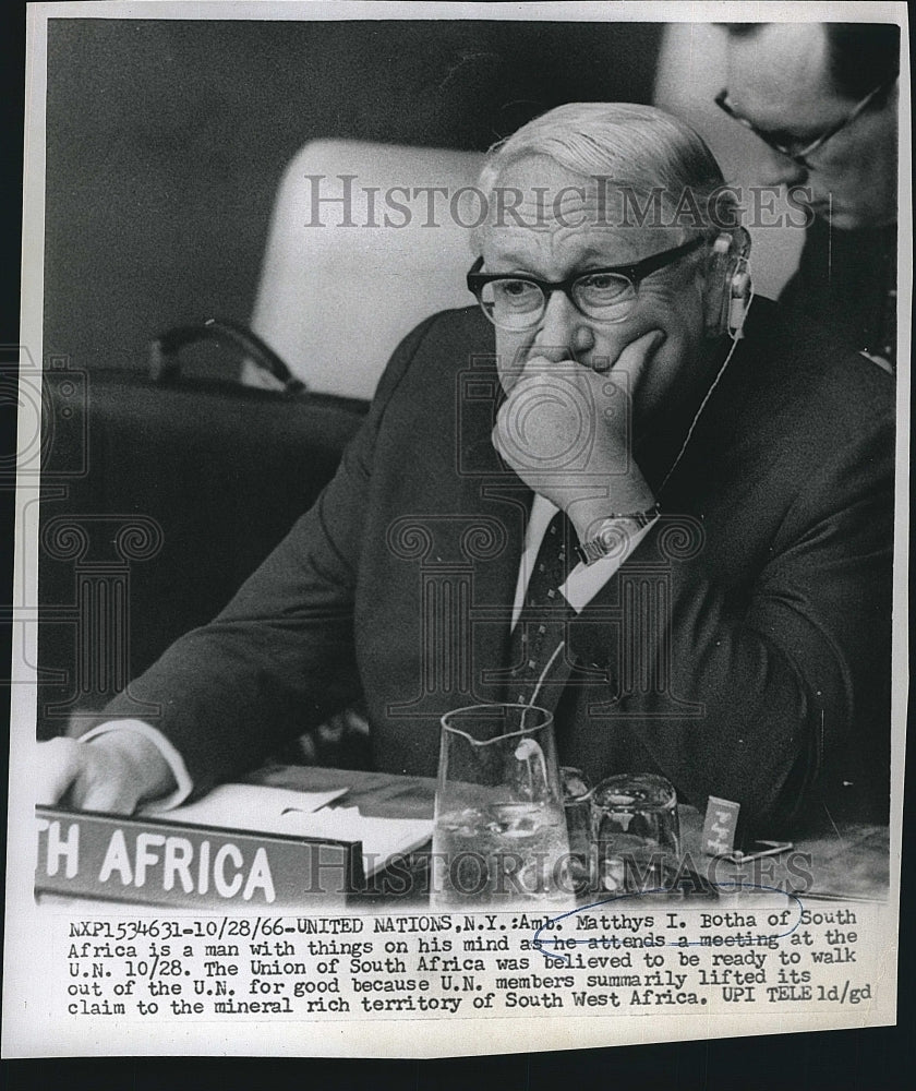 1966 Press Photo Ambassador Matthys I. Botha of South Africa - Historic Images