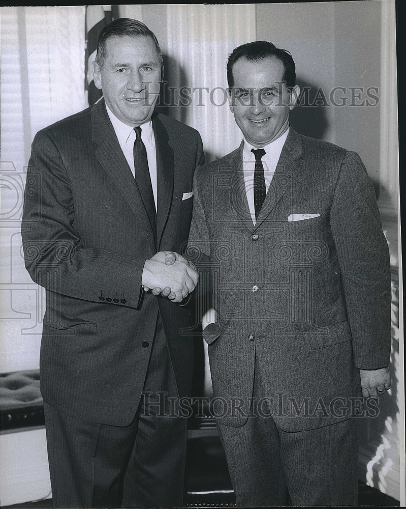 1957 Press Photo Governor Furcolo congratulates Attorney Coleman L. Bornstein - Historic Images