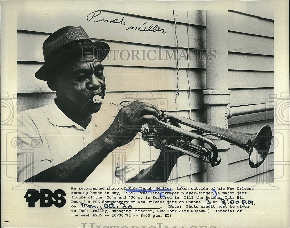 1973 Press Photo Musician Kid &quot;Punch&quot; Miller on PBS &quot;Till the Butcher Cuts Him Down&quot; - Historic Images