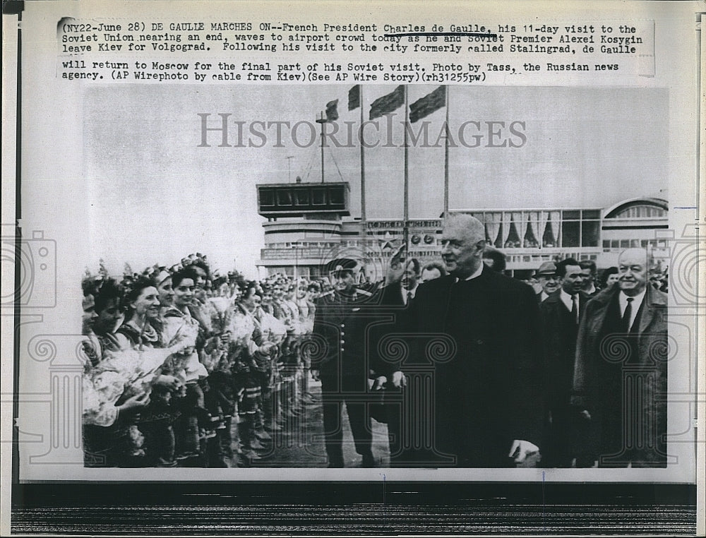 1964 Press Photo French Pres Charles de Gaulle &amp; Soviet Alexi Kosygin - Historic Images