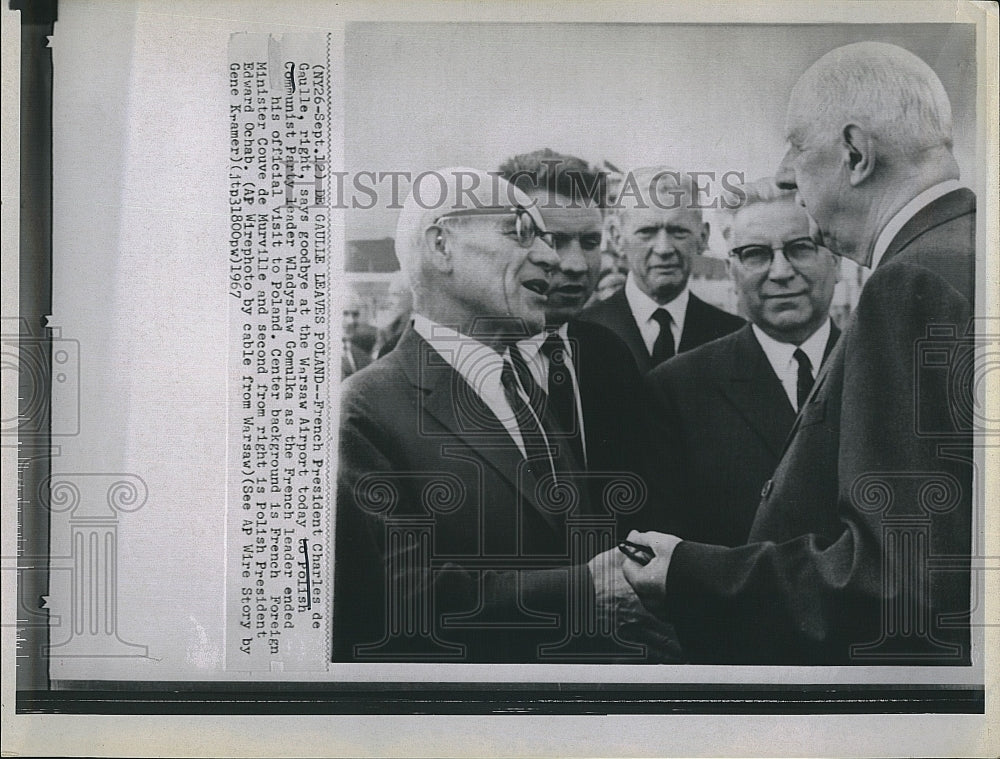 1967 Press Photo French Pres Charles de Gaulle &amp; Polish W Gomulka - Historic Images