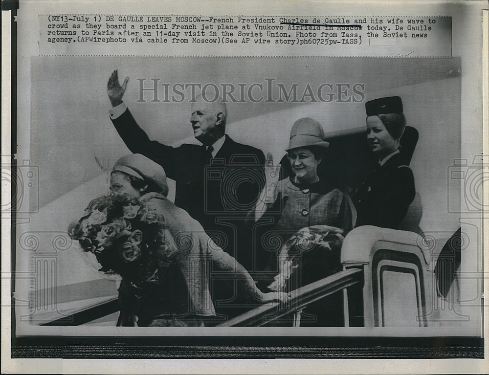 1966 Press Photo French Pres Charles de Gaulle &amp; his wife - Historic Images