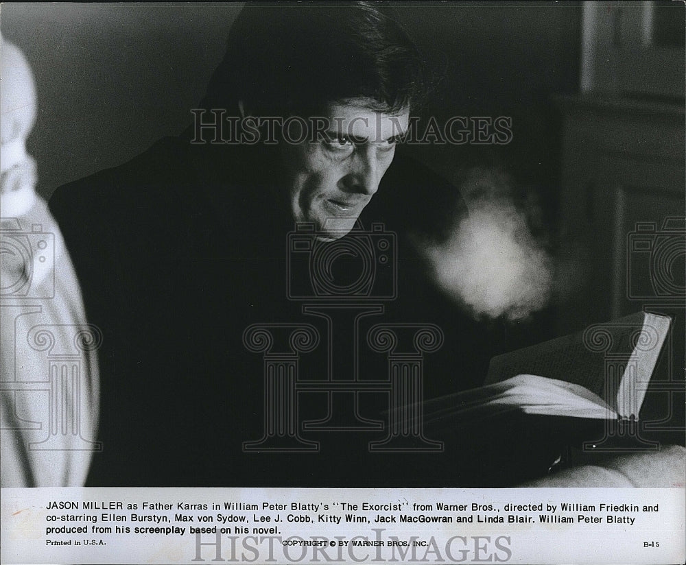 1973 Press Photo The Exorcist Film Actor Jason Miller Closeup Scene - Historic Images