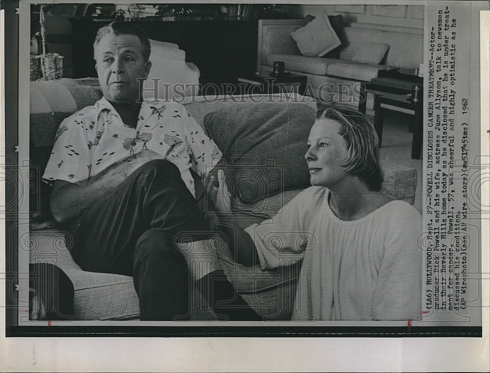 1962 Press Photo Actor Dick Powell Discloses Cancer Diagnosis - Historic Images