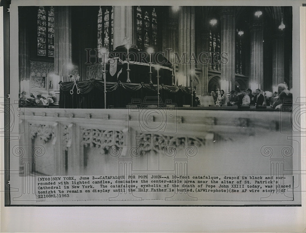 1963 Press Photo Catafalque For Pope John XXIII Death In New York Cathedral - Historic Images