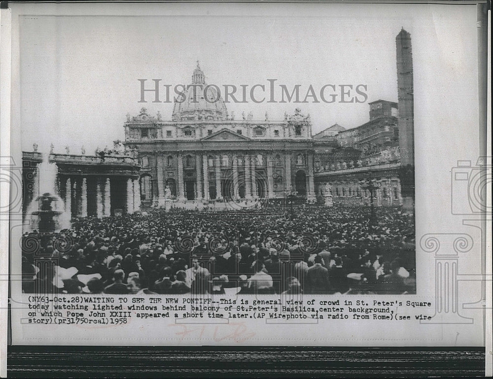 1958 Press Photo St. Peters Square Pope John XXIII - Historic Images