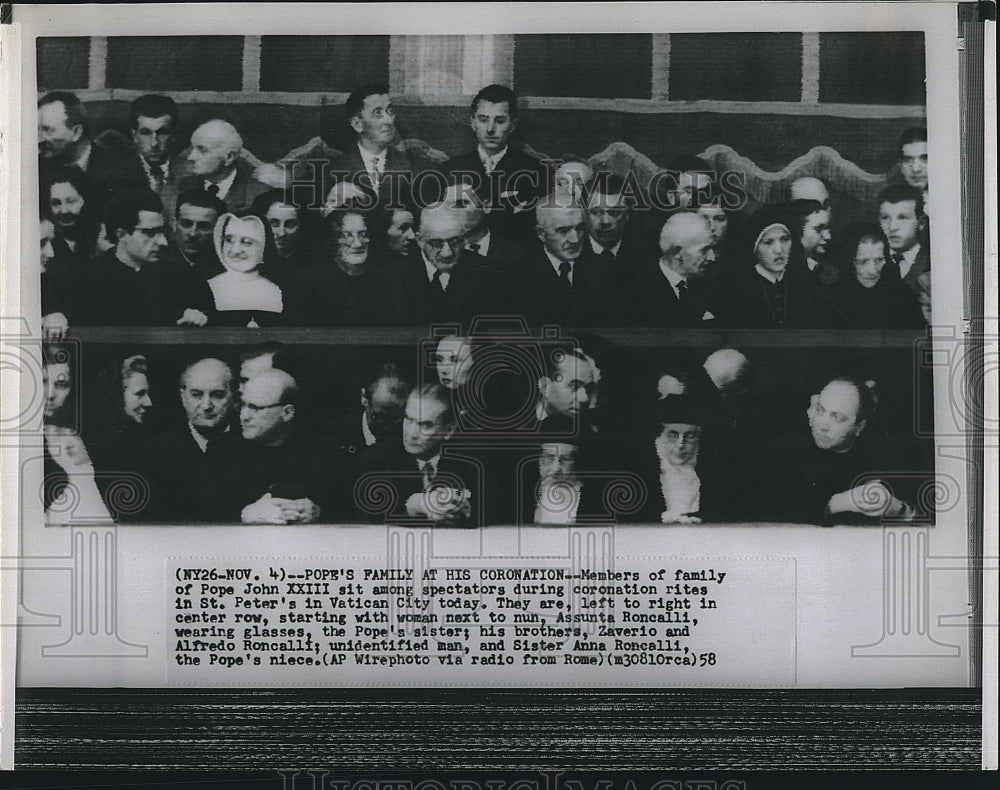 1958 Press Photo Members of Family Pope John XXIII - Historic Images