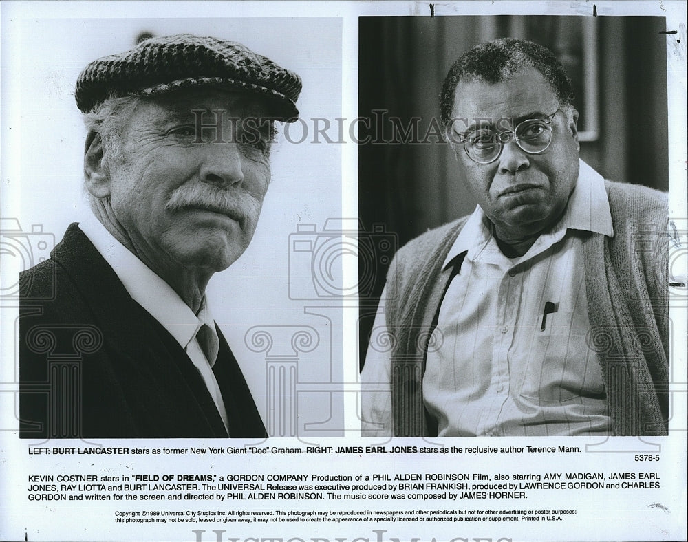 1989 Press Photo Actor Burt Lancaster, James Earl Jones In Field Of Dreams - Historic Images