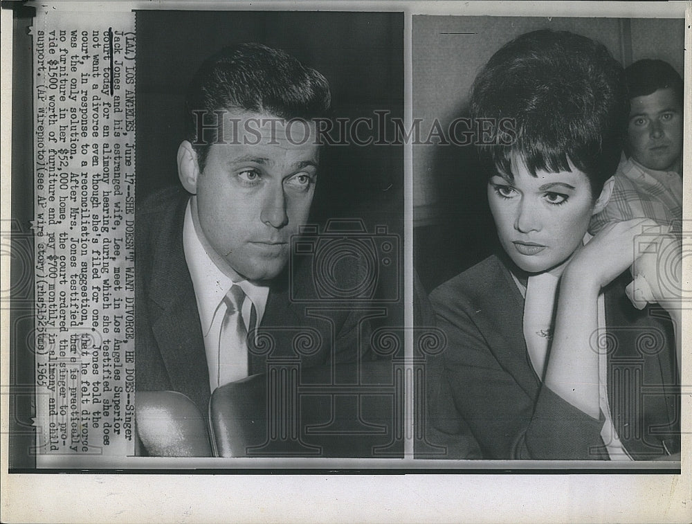 1965 Press Photo Singer Jack Jones, Lee Jones - Historic Images