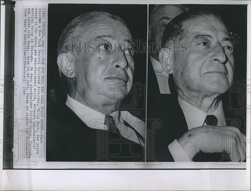 1964 Press Photo New York Central railroad director Billy Rose - Historic Images