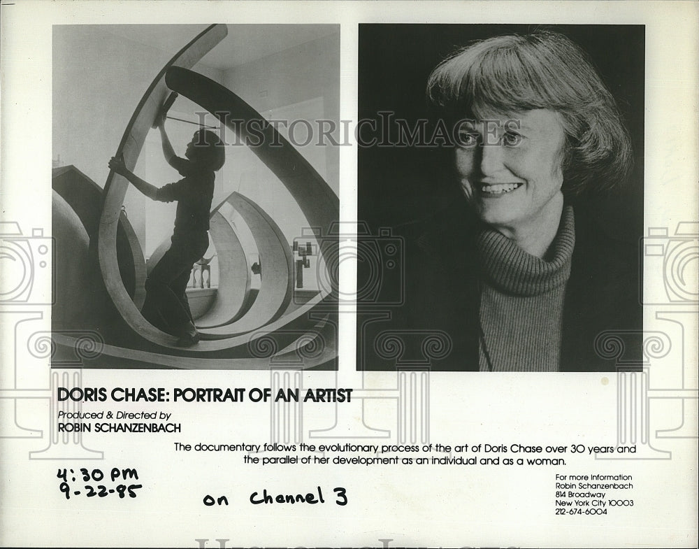 1985 Press Photo "Doris Chase: Portrait of an Artist" on TV - Historic Images