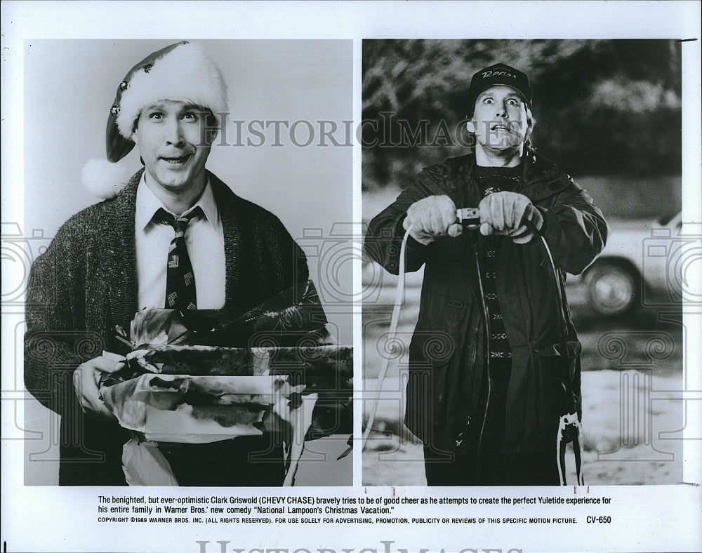 1989 Press Photo &quot;National Lampoons X Mas Vacation&quot; starring Chevy Chase - Historic Images