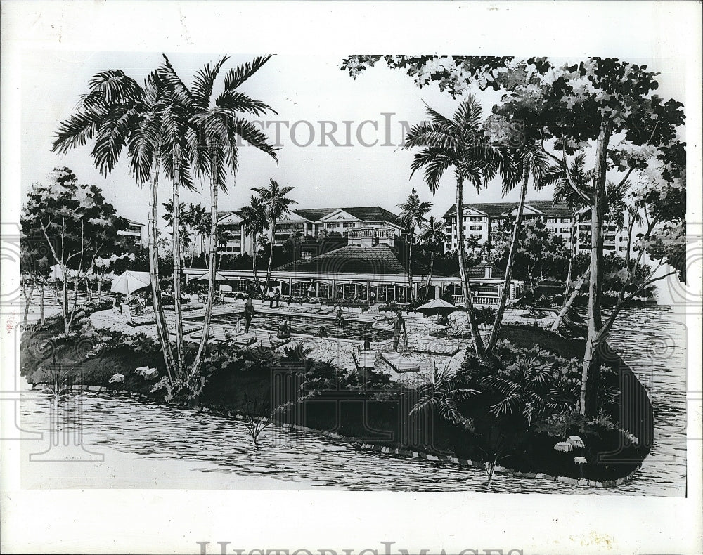 1982 Press Photo The Clubhouse planned for Feather Pointe, proposed development - Historic Images