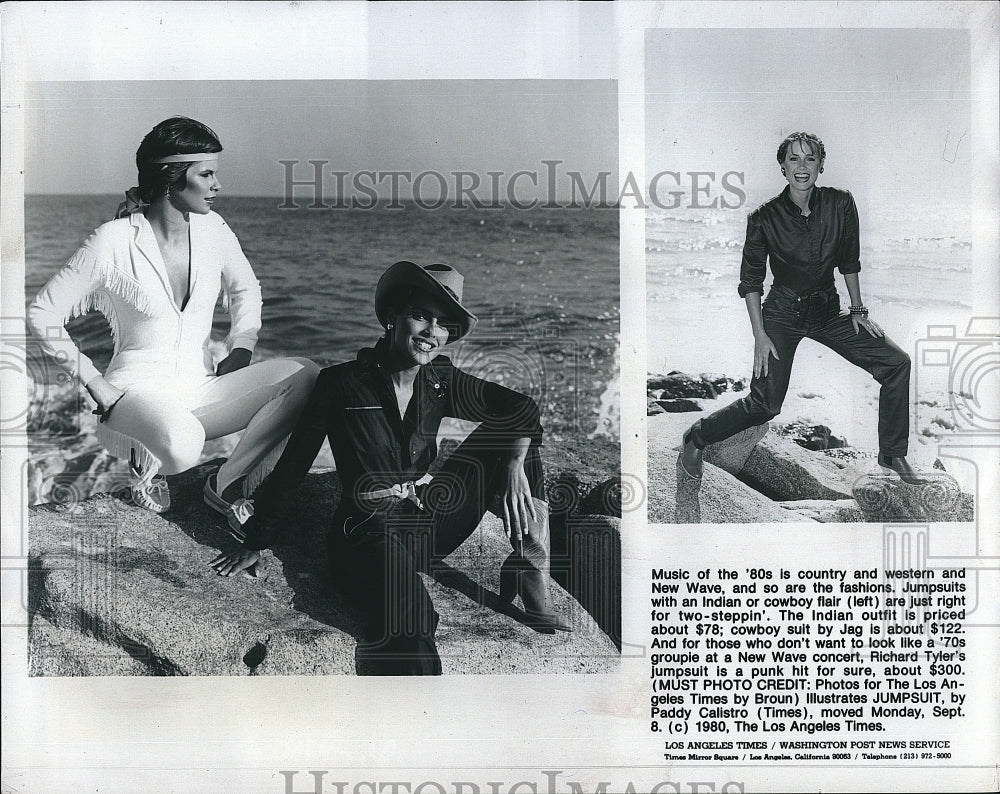 1980 Press Photo Western Look is in; Models wearing cowboy hats &amp; boots - Historic Images